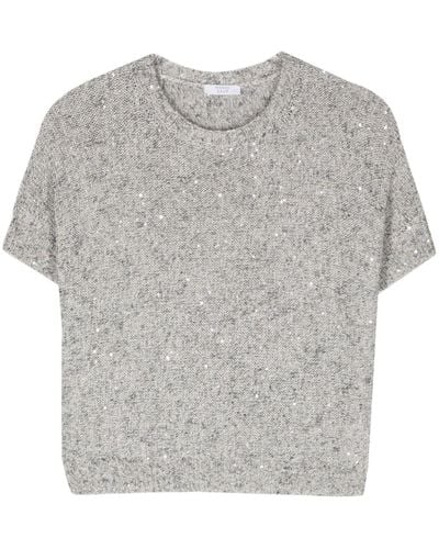 Peserico Sequined Fine-knit Sweater - Grey
