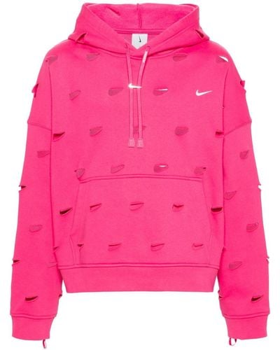 Nike Swoosh-cut Out Jersey Hoodie - Pink