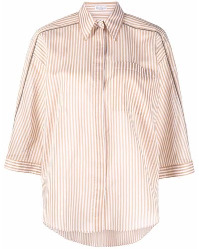 Brunello Cucinelli Chemise à fines rayures - Multicolore