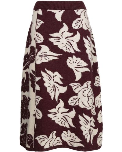Antonio Marras Floral-jacquard Knitted Skirt - Red