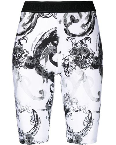 Versace Jeans Couture Shorts mit Watercolour Baroque-Print - Weiß