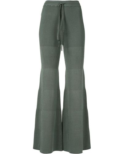 Peter Do Ribbed Flared Trousers - Green