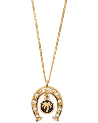 Palm Angels Horseshoe Rhinestone-embellished Necklace - Metallic