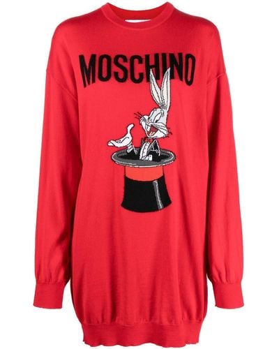 Moschino Bugs Bunny Intarsia-knit Dress - Red