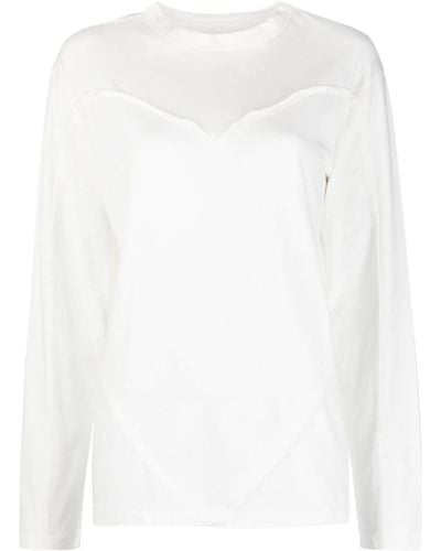 GIMAGUAS Heart Exposed-seam Cotton T-shirt - White