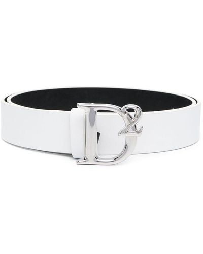 DSquared² Leather Logo-plaque Belt - White