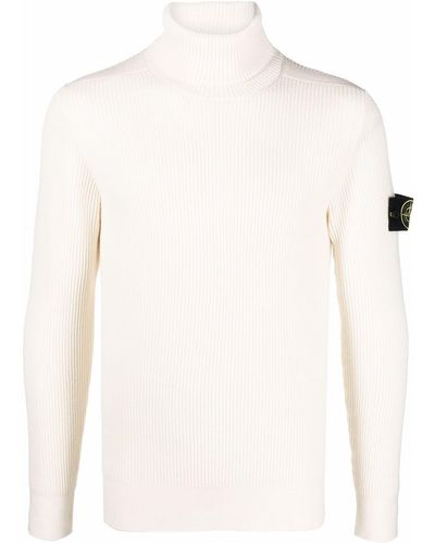 Stone Island Ribbed-knit Wool Sweater - White