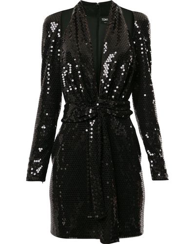 Tom Ford Sequin Cut Out Halter Dress - Black