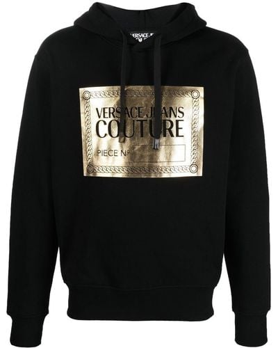 Versace Jeans Couture Hoodie mit Metallic-Logo - Schwarz