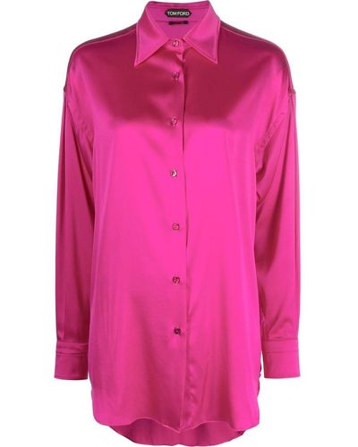 Tom Ford Long-sleeve Satin Shirt - Pink