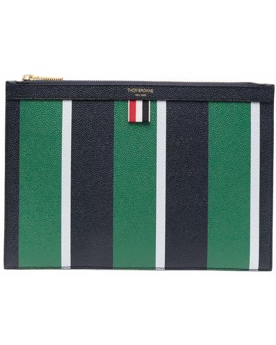 Thom Browne Small Striped Document Holder - Green