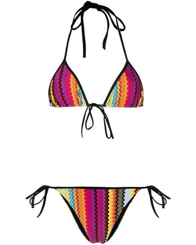 Missoni Bikini de triángulo de punto en zigzag - Blanco