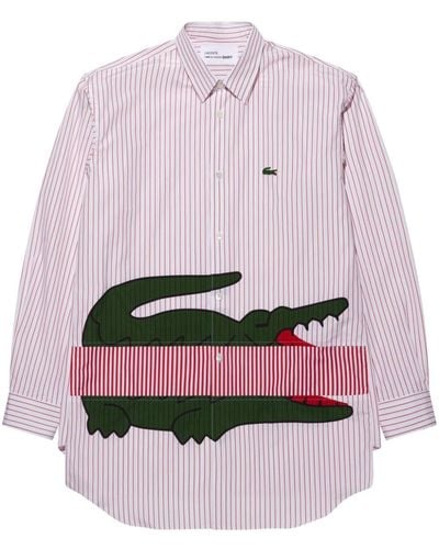 Comme des Garçons Crocodile-print Pinstriped Shirt - Pink