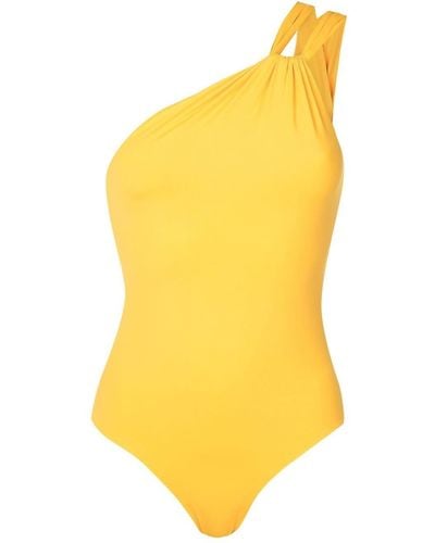 Clube Bossa Asymmetric Ruched-detail Swimsuit - Yellow