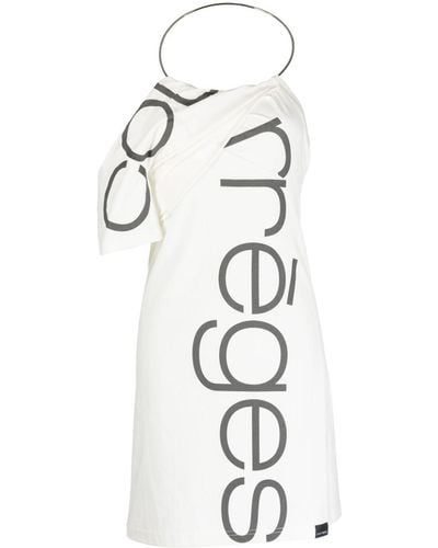 Courreges One-Shoulder-Kleid mit Logo - Weiß