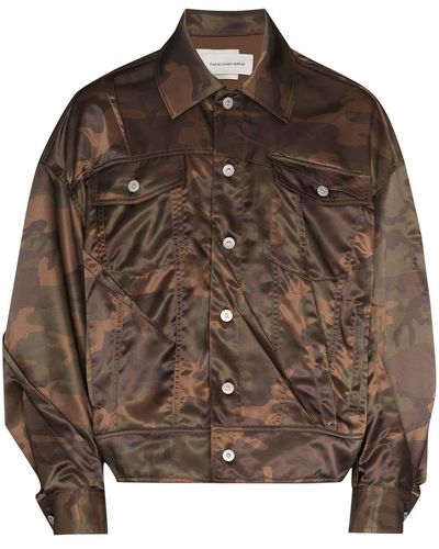 Feng Chen Wang Brown Camouflage-print Pleated Jacket