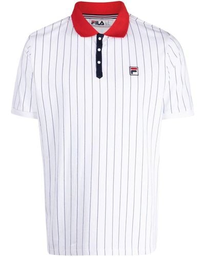 Fila Logo-patch Pinstripe Polo Shirt - White