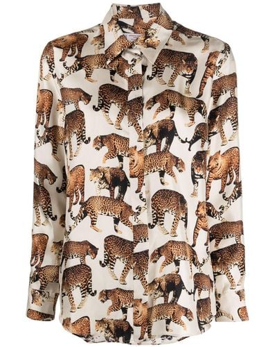 Alberto Biani Cheetah-print Silk Shirt - Brown