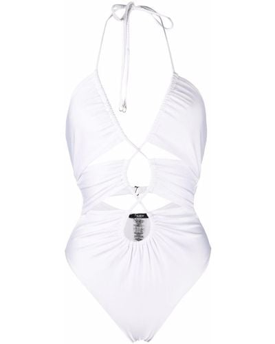 Noire Swimwear Neckholder-Badeanzug mit Cut-Outs - Weiß