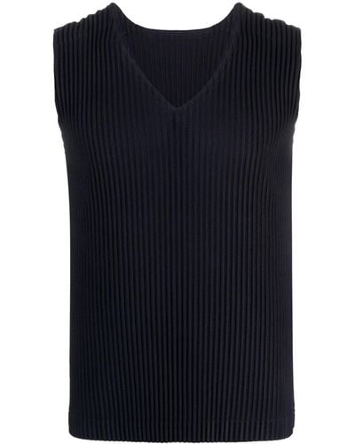 Homme Plissé Issey Miyake V-neck Plissé-effect Tank Top - Blue