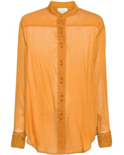 Forte Forte Crochet-detail Long-sleeve Shirt - Orange