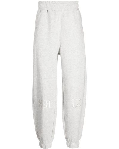Izzue High-waisted Logo-patch Tapered Track Trousers - White