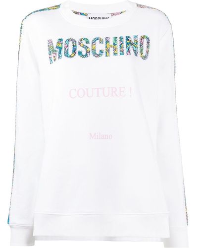 Moschino Sweater Met Zijstreep - Wit