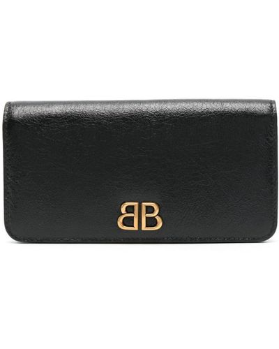 Balenciaga Monaco-motif Leather Wallet - Black