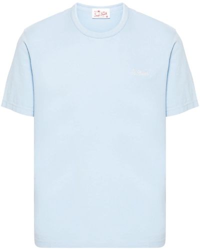 Mc2 Saint Barth Logo-embroidered Cotton T-shirt - Blue