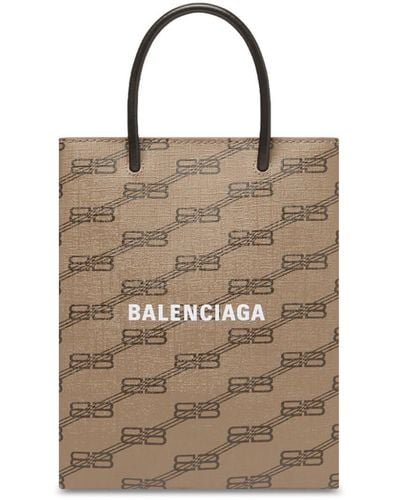Balenciaga Handtasche mit Monogramm-Print - Natur