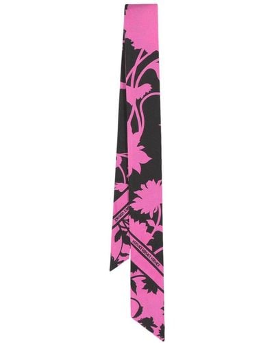 Versace Floral Silk Scarf Tie - Pink