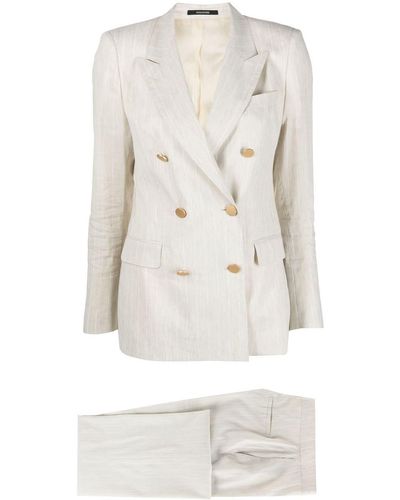 Tagliatore Bone White Linen Blend Suit