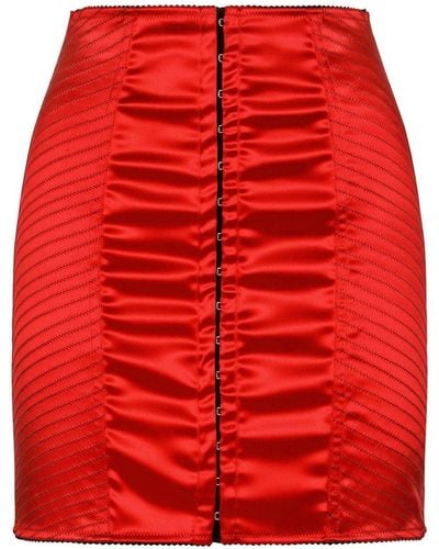 Dolce & Gabbana Ruched Satin Miniskirt - Red