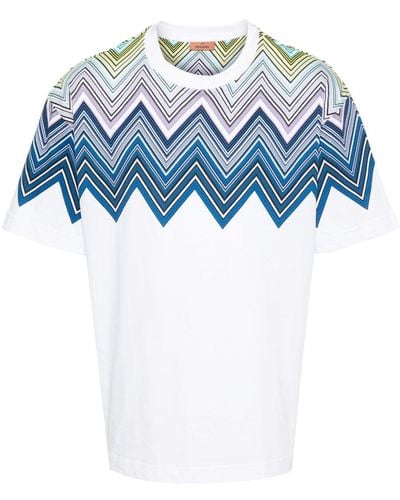 Missoni Zigzag-print Cotton T-shirt - Blue