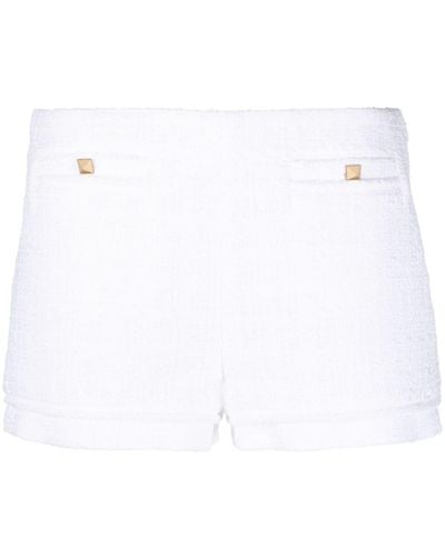 Valentino Garavani Rockstud Bouclé Shorts - White
