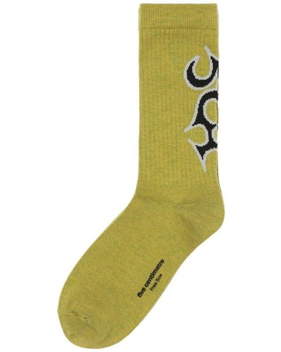 FIVE CM Intarsia-knit Calf Socks - Green
