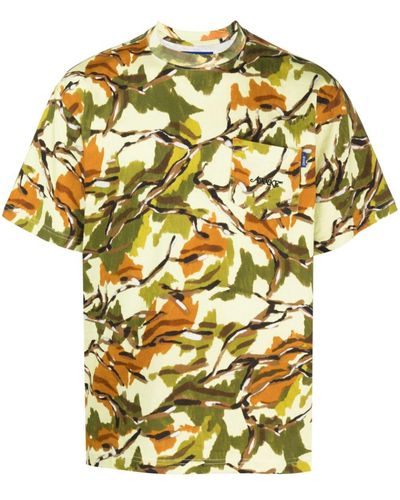AWAKE NY Camiseta con logo bordado y estampado floral - Amarillo