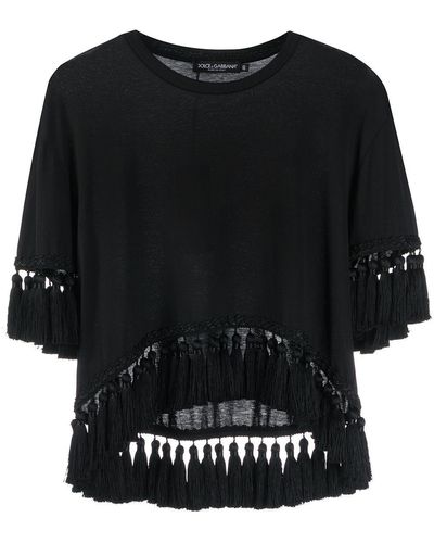 Dolce & Gabbana Tassel Trim T-shirt - Black