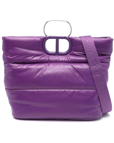 Twin Set Lila Ski Quilted Tote Bag - Purple