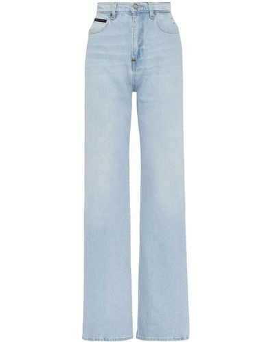Philipp Plein Weite High-Rise-Jeans - Blau