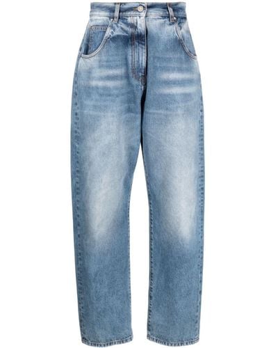 MSGM Gerade High-Waist-Jeans - Blau