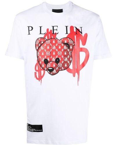 Philipp Plein T-Shirt mit Teddy-Print - Weiß
