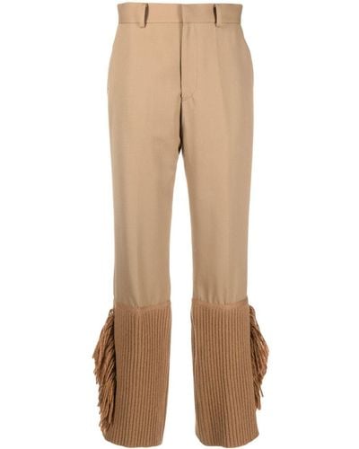 Undercover Frayed-trim Cropped Pants - Natural