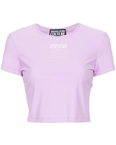 Versace Cropped T-shirt Met Logoprint - Roze
