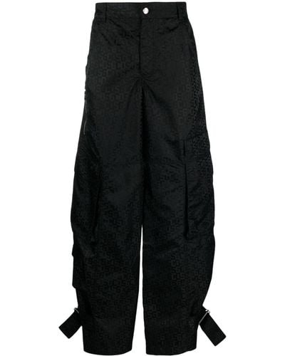 Gcds Monogram Ultracargo Wide-leg Trousers - Black