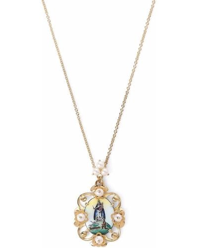 Dolce & Gabbana Collier à médaillon Madonna en or 18ct - Métallisé