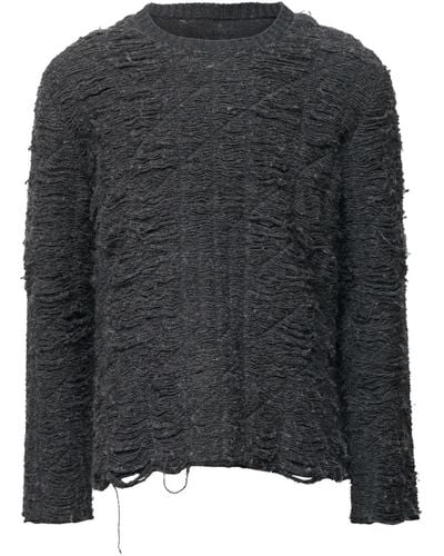 MM6 by Maison Martin Margiela Distressed-effect Crew-neck Sweater - Black