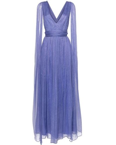 Nissa Cape-design Silk Dress - Purple