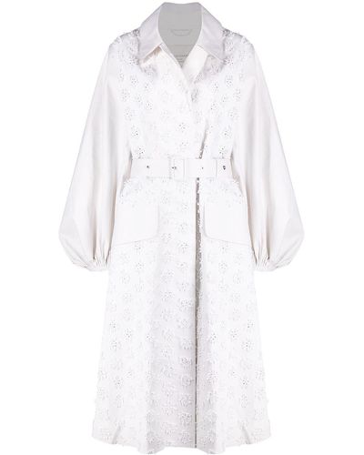 Cecilie Bahnsen Manteau ceinturé à manches bouffantes - Blanc