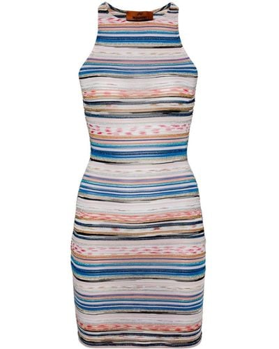 Missoni Striped Fine-knit Minidress - Blue